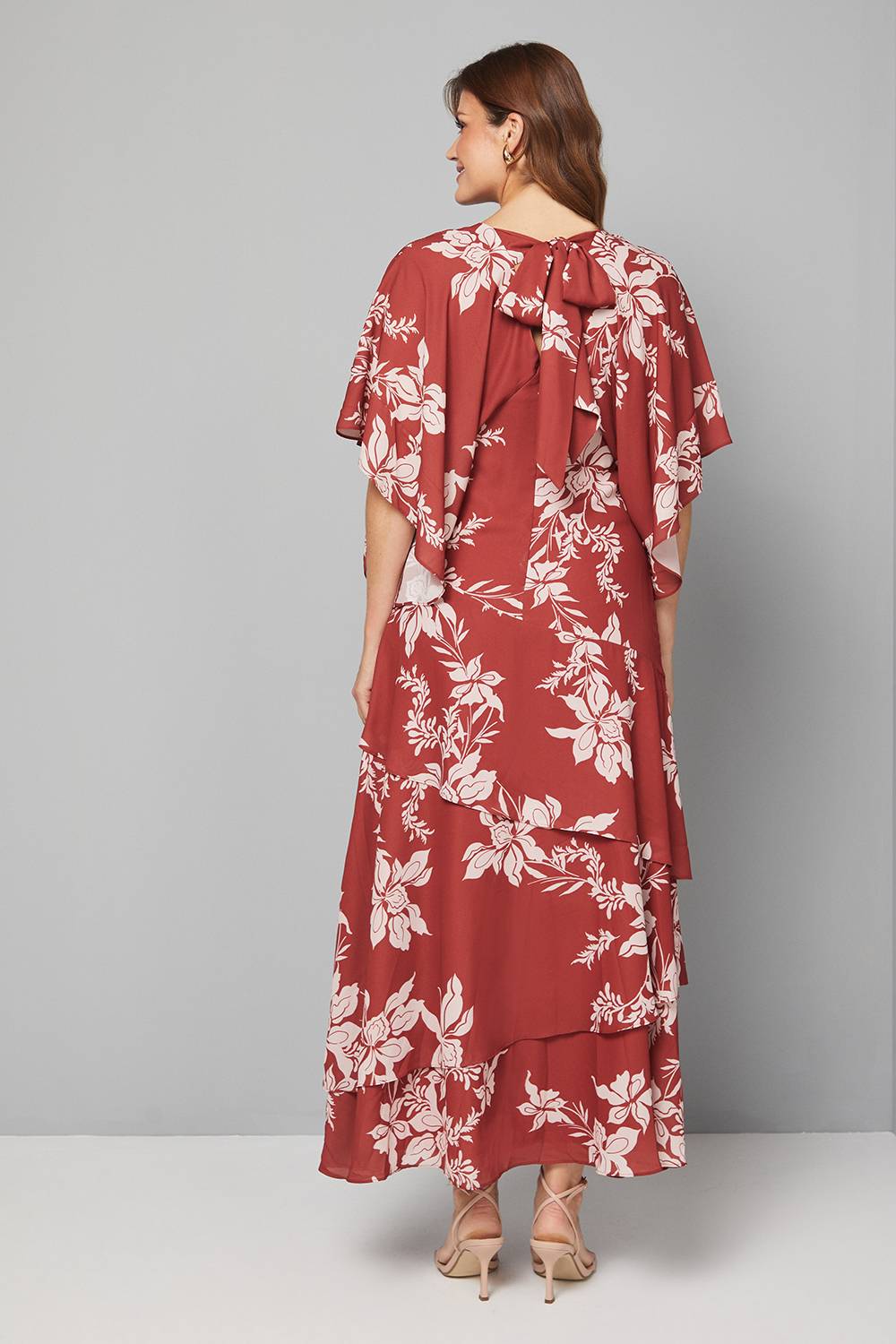 Wallis Robe Maxi Étagée à Manches Kimono Motif Floral
