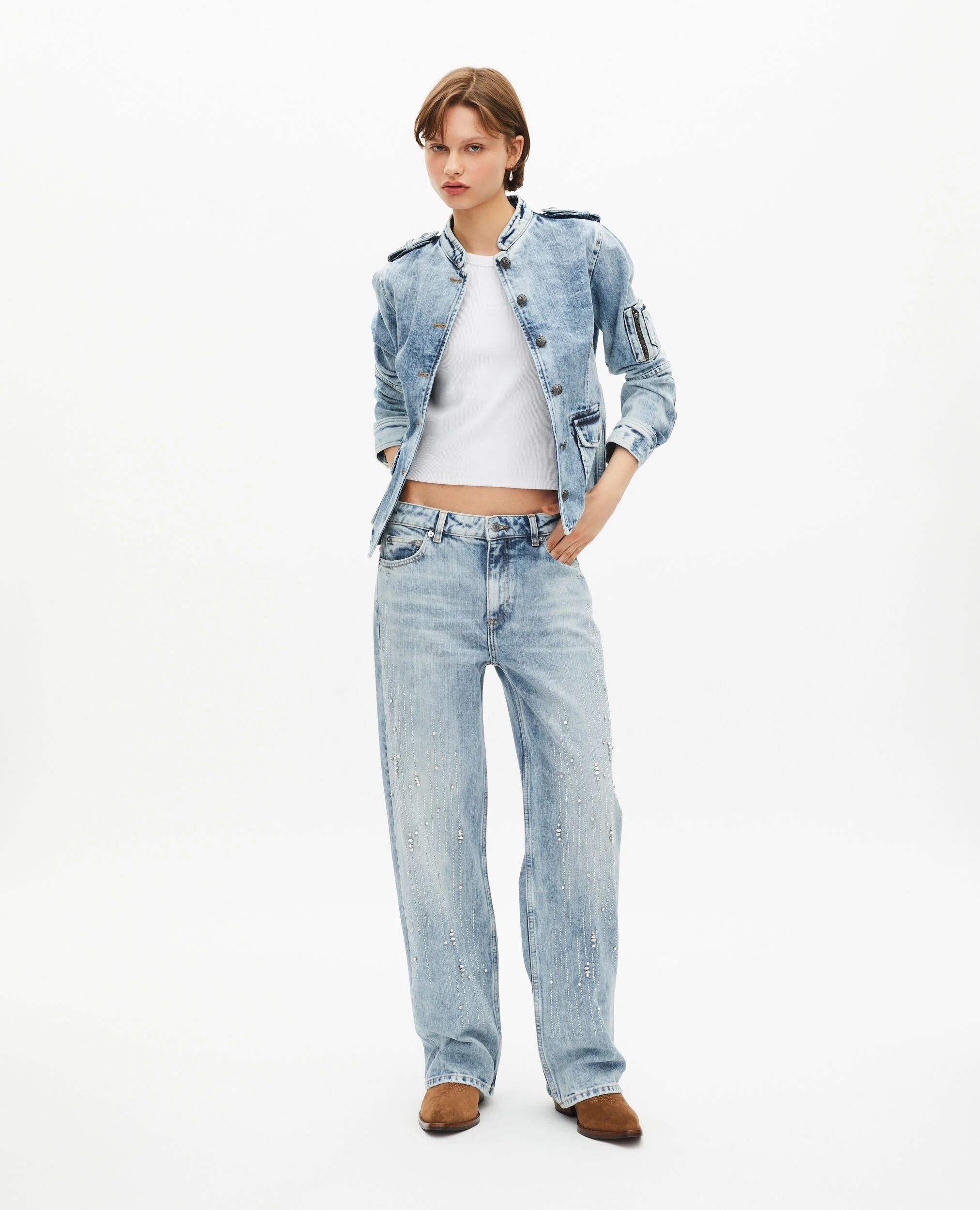 Veste style officier en denim