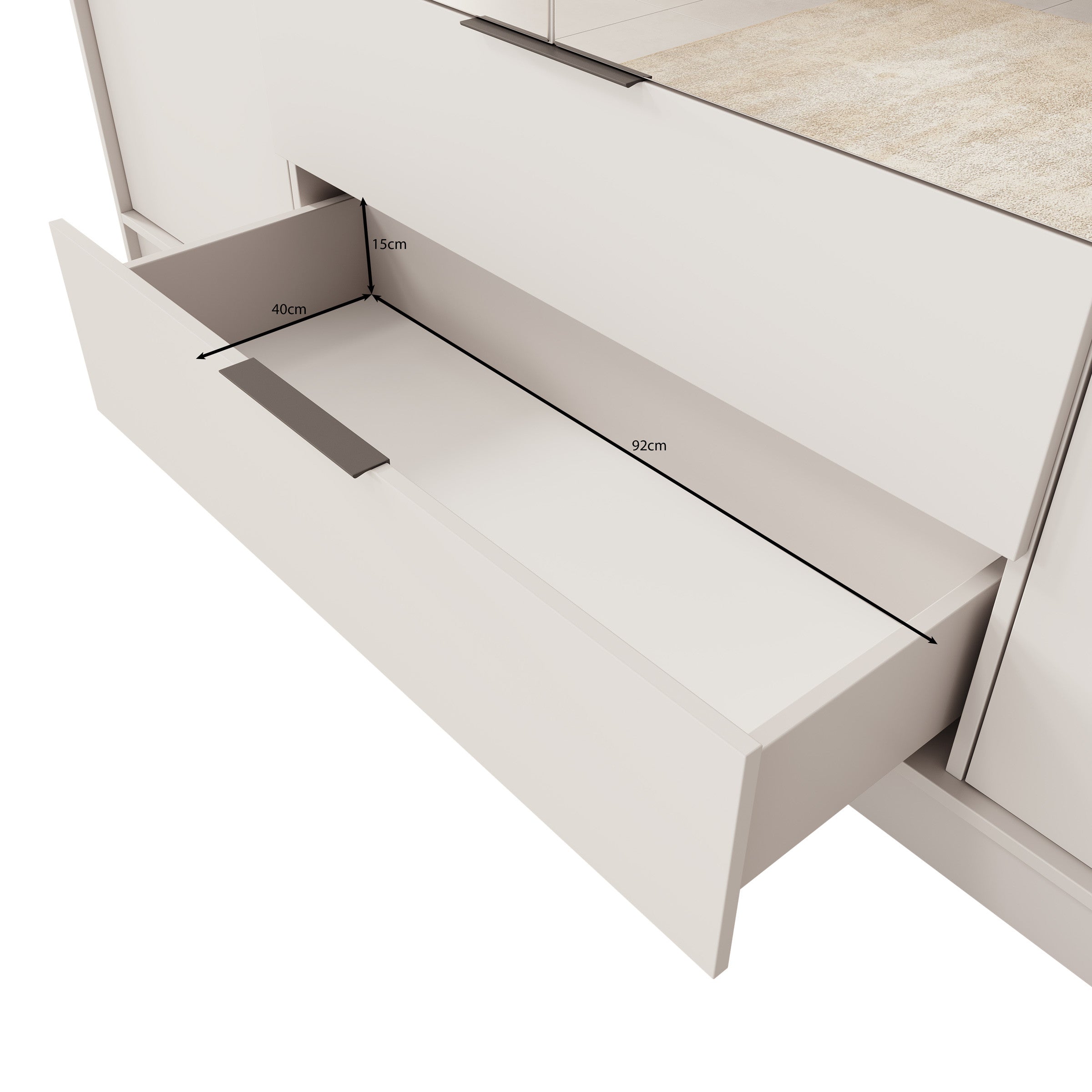 Meubella - Kledingkast Kaelum - Beige - 206 cm - Met spiegel
