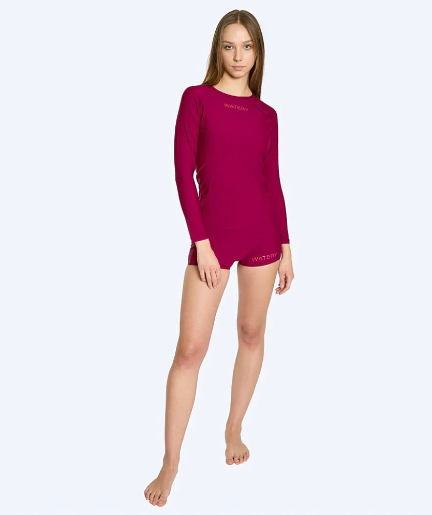 Watery UV-trøje til kvinder - Remington Langærmet Rashguard - Mørkerød