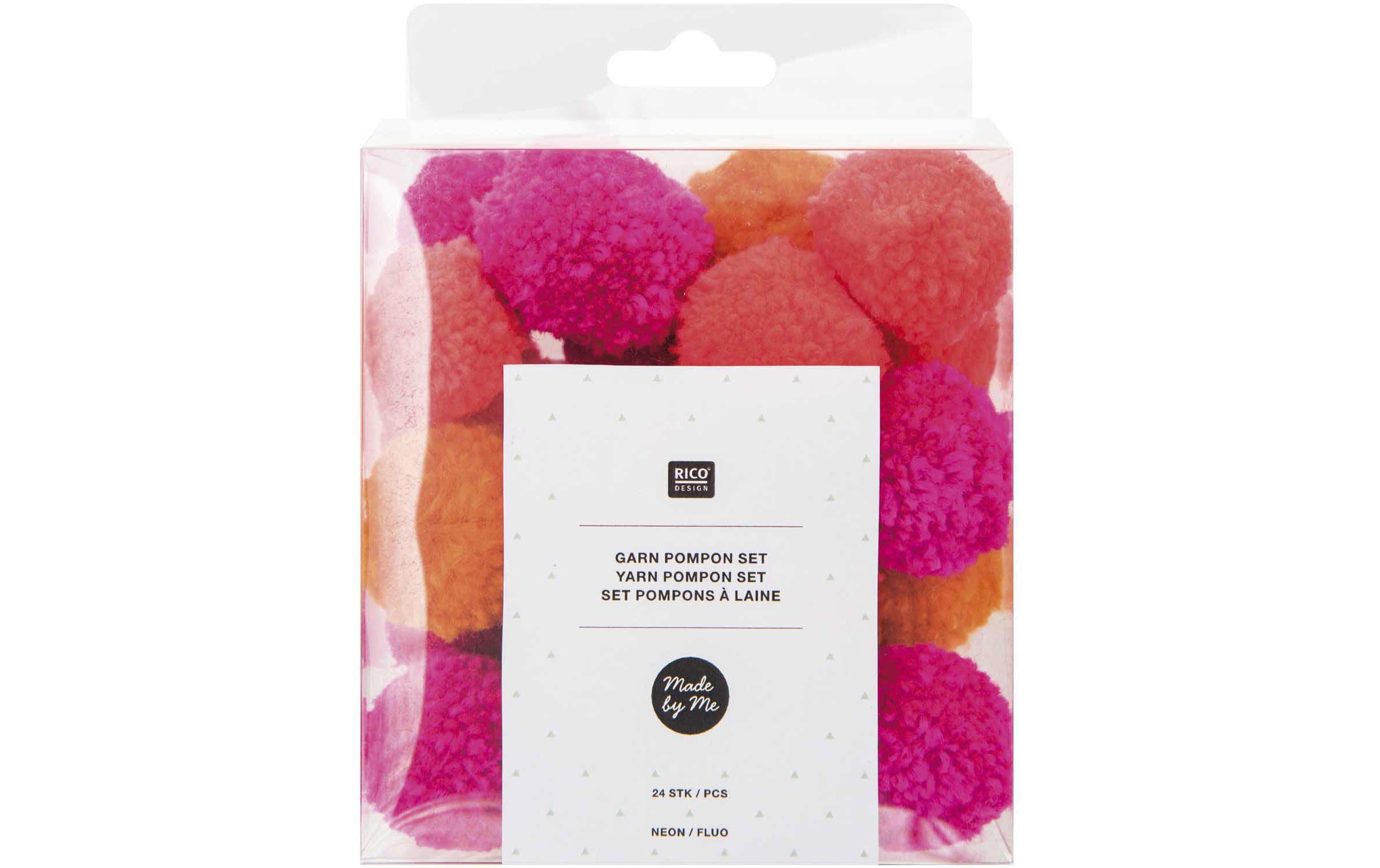 Pompon Set Ø 3 cm Neon Mix, 24 StückKreativ mit Rico Design