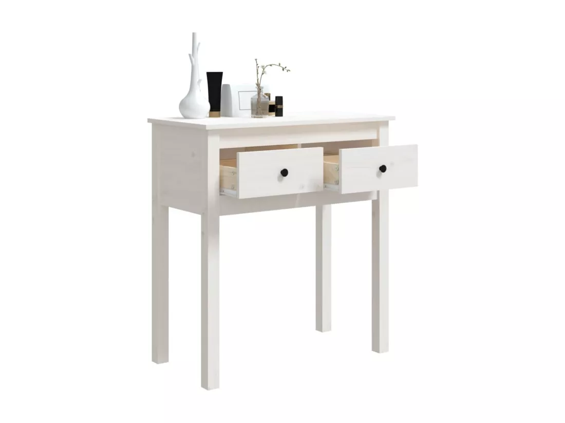 Table console Blanc 70x35x75 cm Bois massif de pin