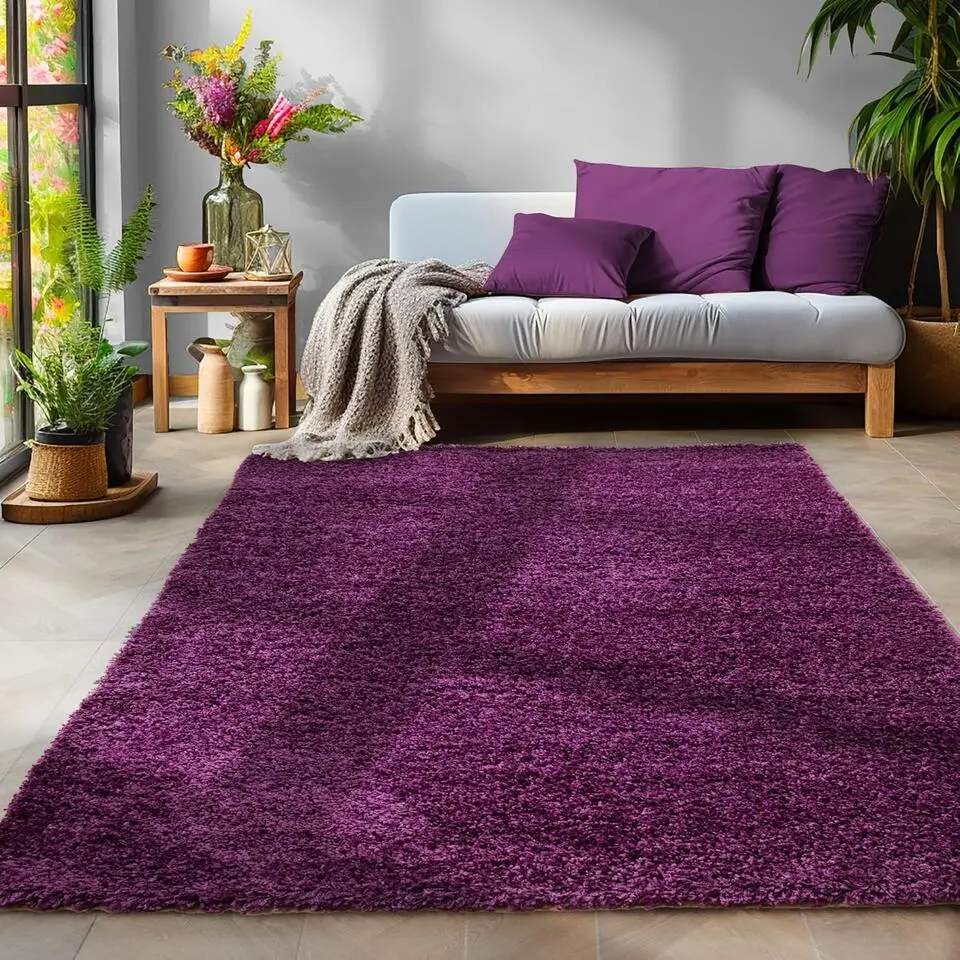 Basic Shaggy vloerkleed Paars Hoogpolig - 200x290 CM