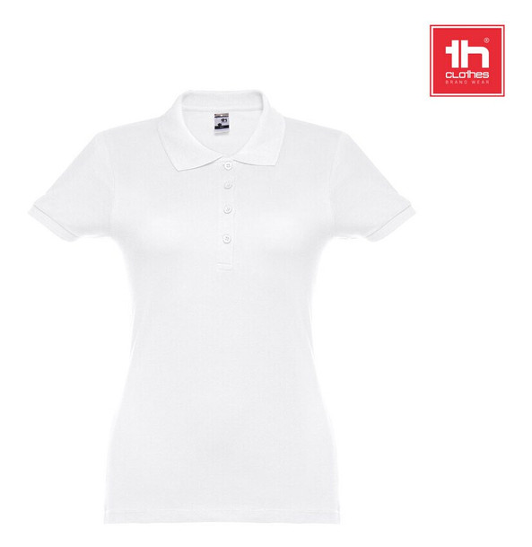 TH Clothes 30134 - Polo manches courtes ceinturé pour femme en coton cardé