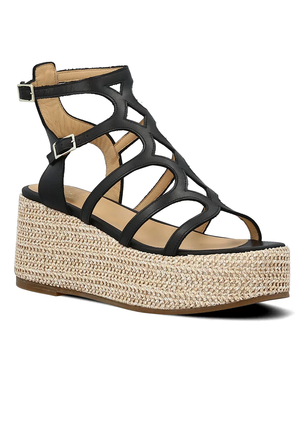 SPARTIATE TINA CUIR NOIR