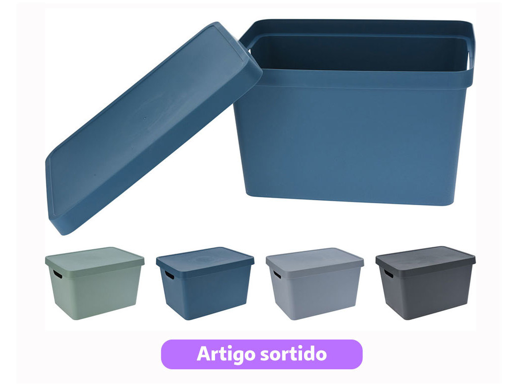 CAIXA PARA ARRUMAÇÃO COM TAMPA 27.7X37X21.8CM CORES SORTIDAS