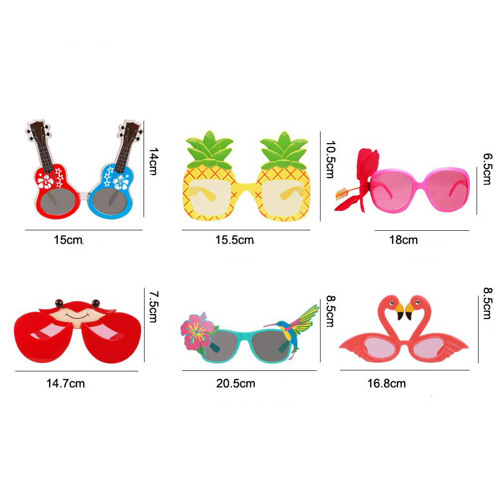 (6er Set) Photo Booth Sommer Brille Fotorequisite Party Sonnenbrille Verkleidungs Accessoire für lustige Bilder - Hawaii