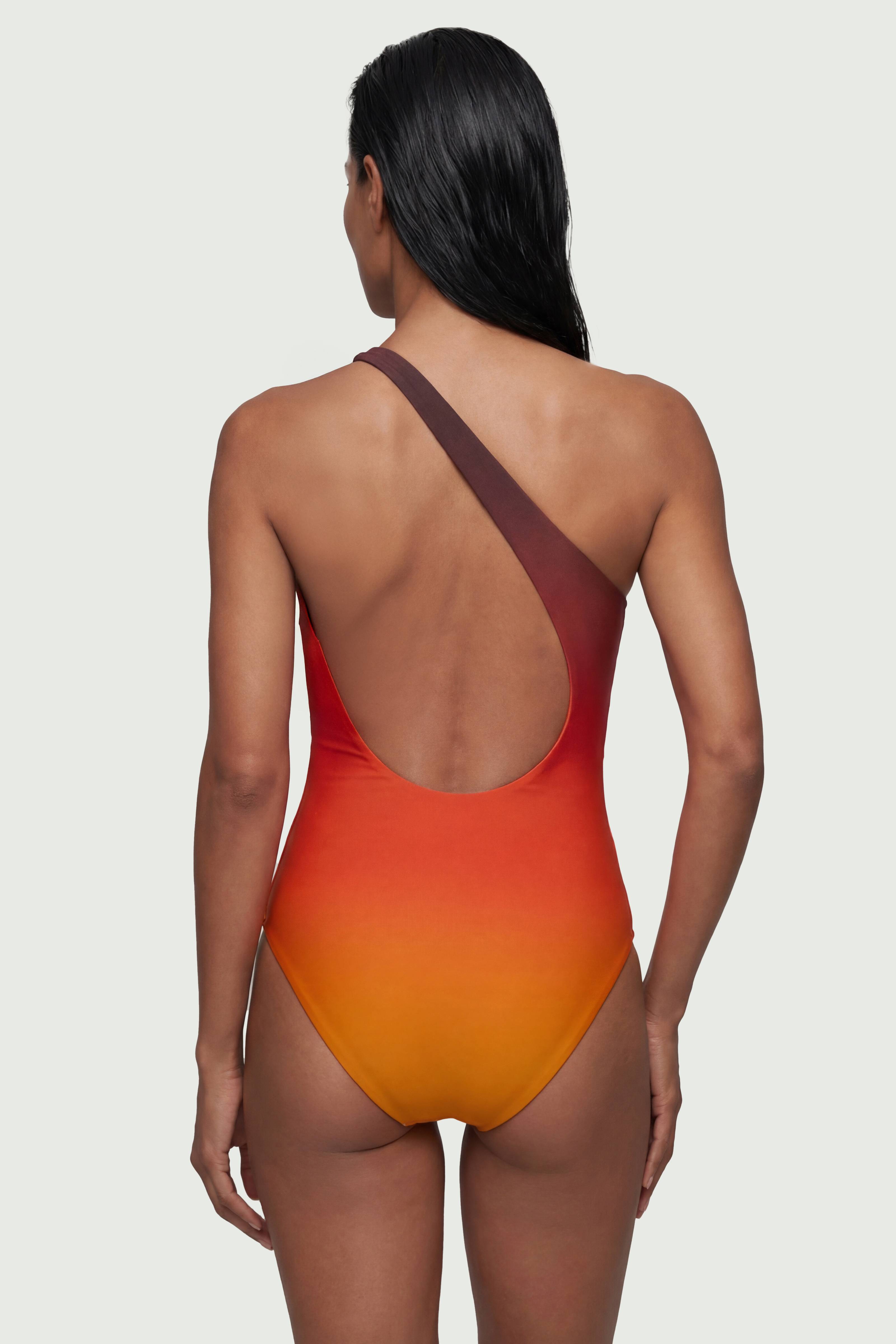 KarenMillen Maillot de Bain Une Épaule Imprimé Ombré