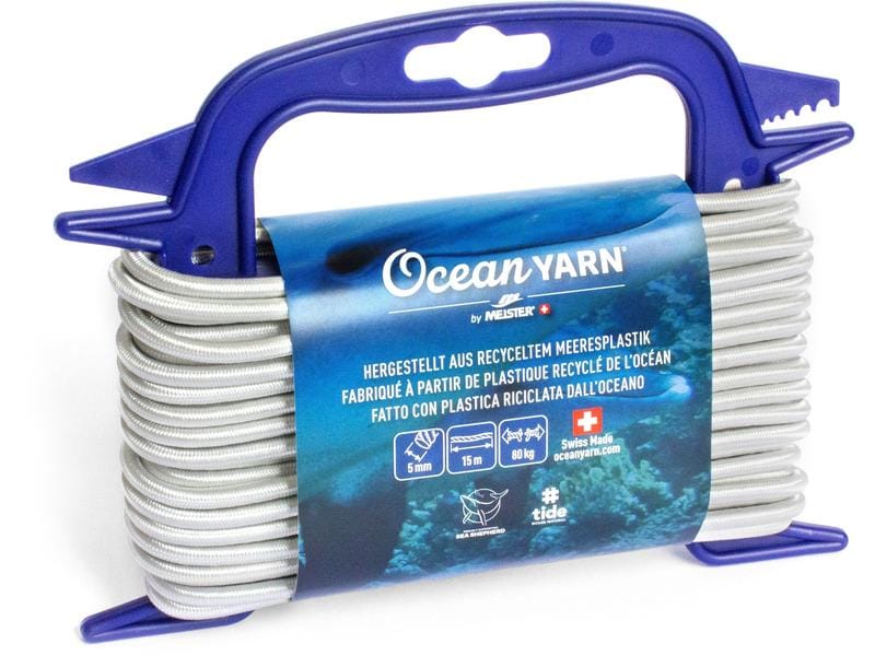 Meister Seil OceanYarn Ø 5 mm, 15 m, 80 kg, Weiss, elastisc Elastisches Gummi-Spannseil aus recyceltem Kunststoff