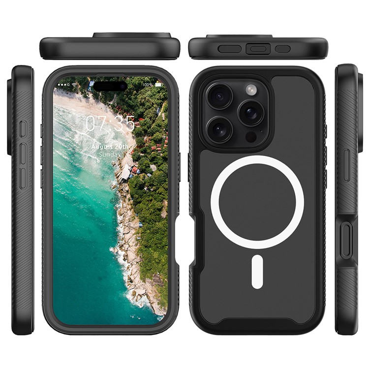 iPhone 16 Pro Max MagSafe Schutzhülle mit Panzer Glas Backcover   PET Displayschutz (Magnet-Technologie) - Schwarz