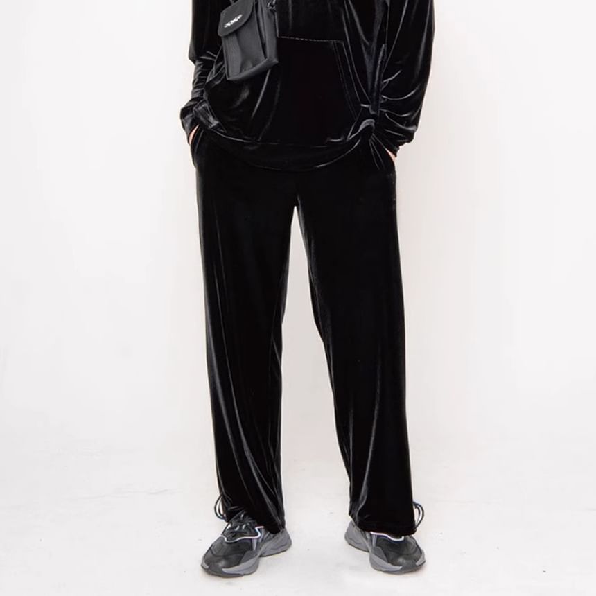 DragonRoad - Fluwelen joggingbroek met hoge taille en wijde pijpen