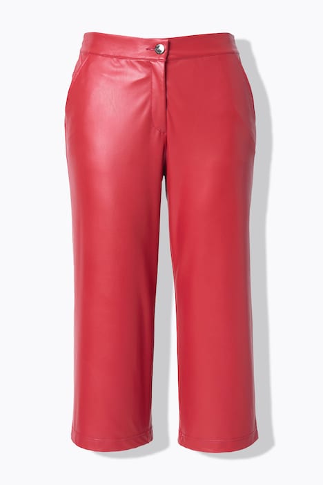 Culotte, weites Bein, Lederoptik