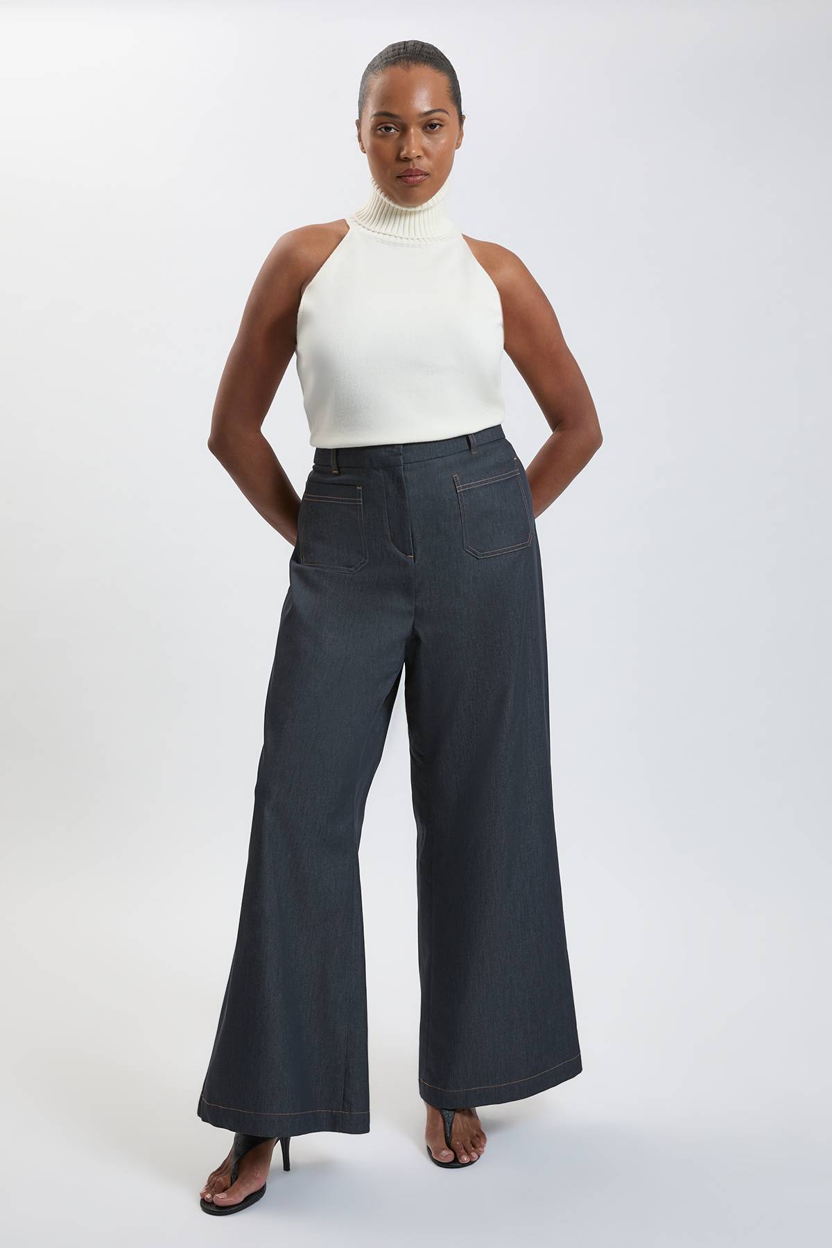 KarenMillen Pantalon Droit En Denim Tailleur Grande Taille