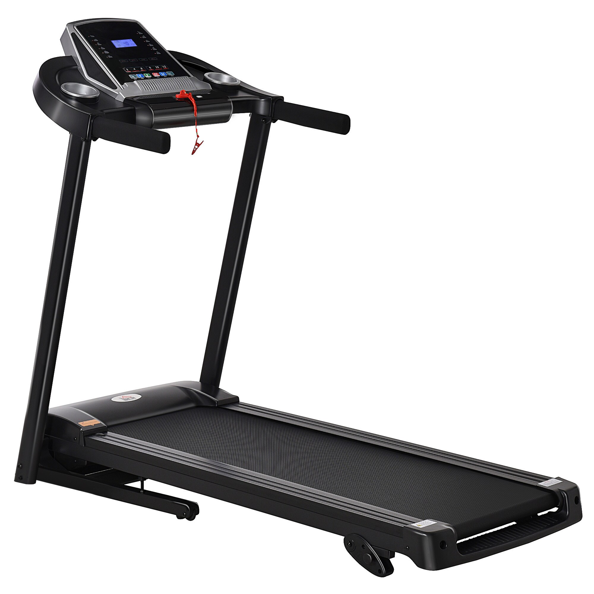 HOMCOM Laufband Ideales Training, Getränkehalter, Handyhalter Schwarz, Grau 142 x 66 x 127 cm (LxHxB)