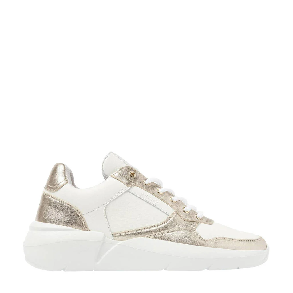 Nubikk leren sneakers wit/goud