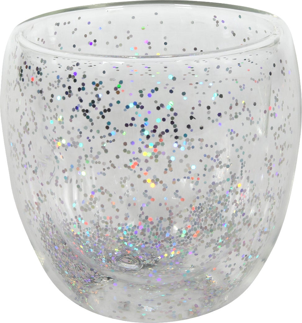 Dubbelwandig glas Confetti zilver 250 ml