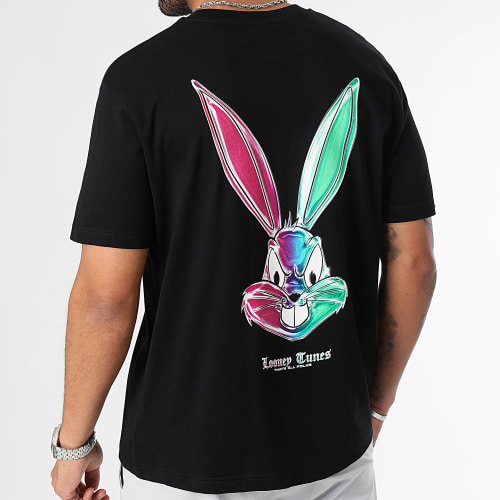 Tee Shirt Oversize Large Angry Bugs Bunny Chrome Color Violet Green Noir