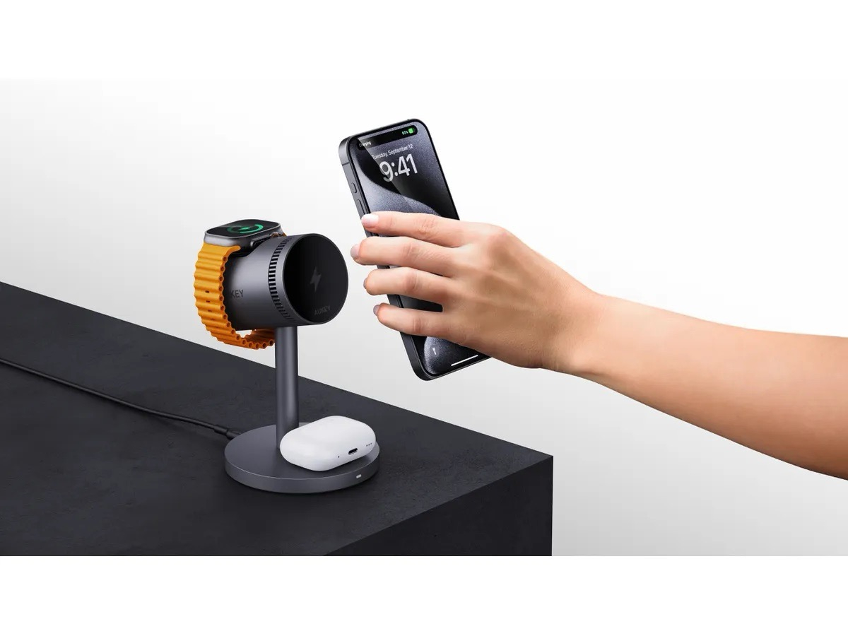 (15W) MagFusion Pro 3in1 Magnetisches Ladegerät Qi2 Wireless Charger für Apple iPhone / Airpods / Apple Watch mit Kühlsystem (LC-MC311A) - Schwarz