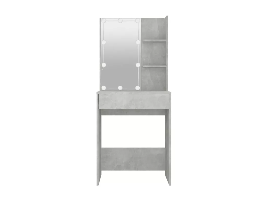 Coiffeuse avec LED Gris béton 60x40x140 cm