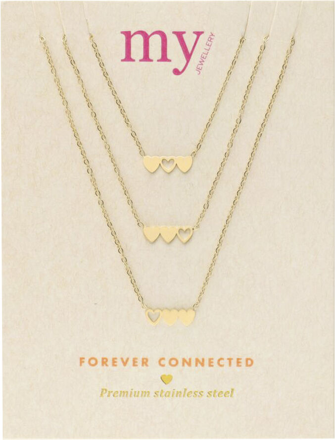 My Jewellery Necklace set triple heart Gold