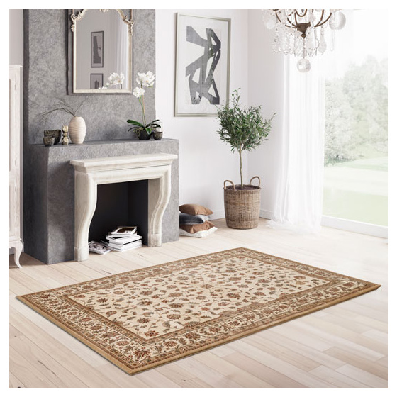 Tapis style persan en velours ras - kiana - beige antique - 120 x 170 cm