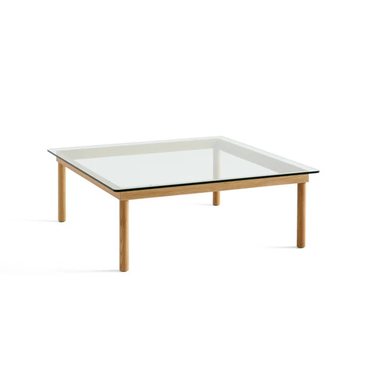 HAY - Kofi Couchtisch mit Glasplatte, 100 x 100 cm, Eiche / klar