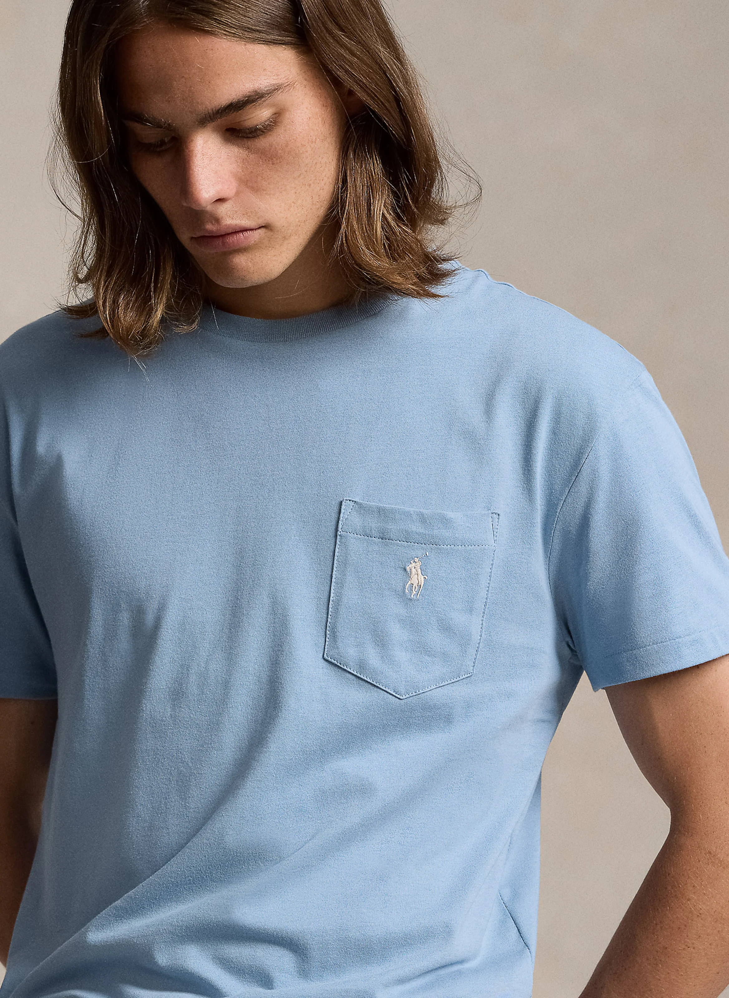 Tee-shirt col rond classic-fit en coton | Bleu