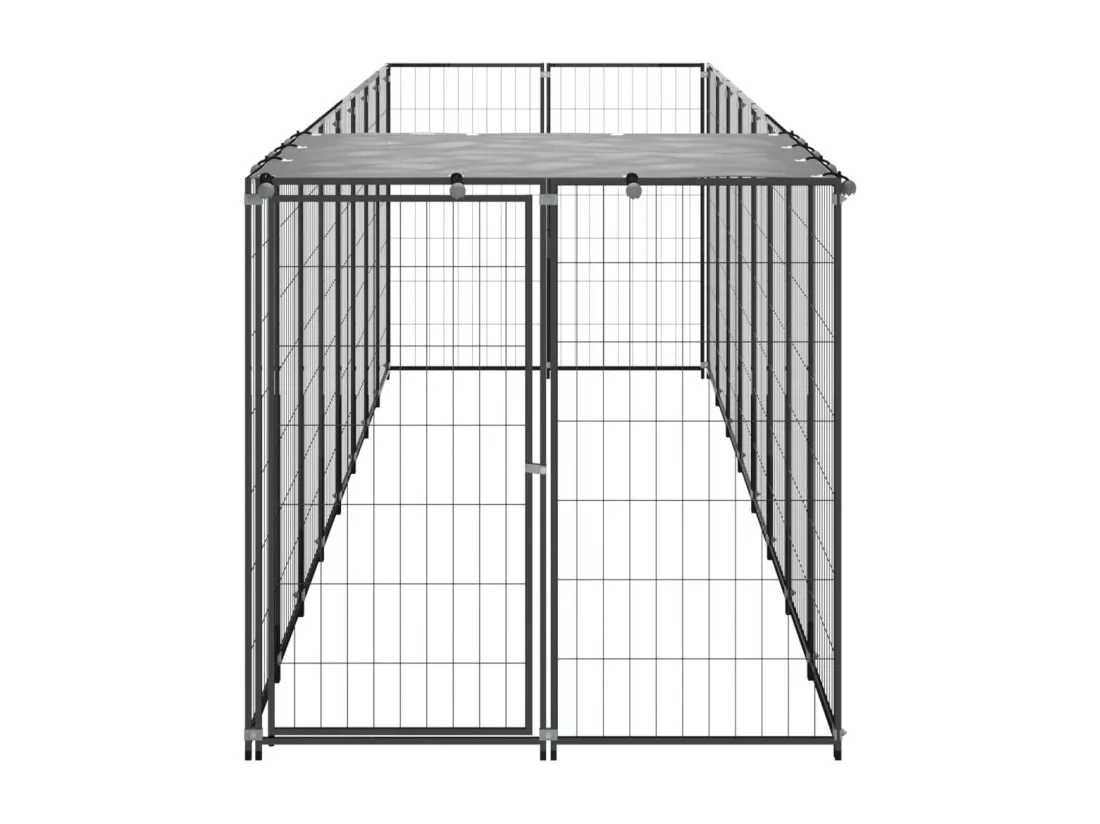 Chenil extérieur cage enclos noire 440 x 110 x 110 cm 02_0000532