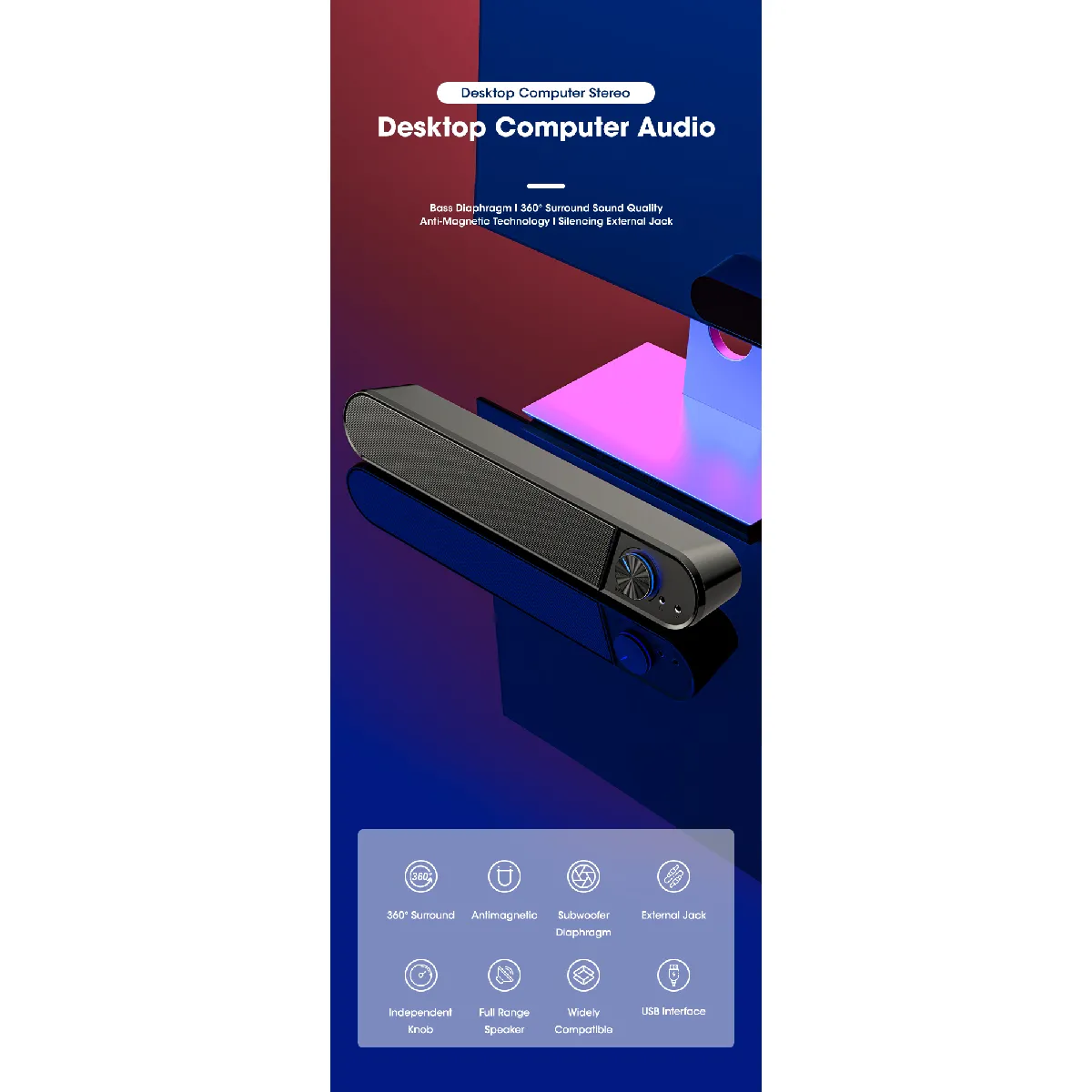 Universal Barre de haut-parleurs Bluetooth - Noir