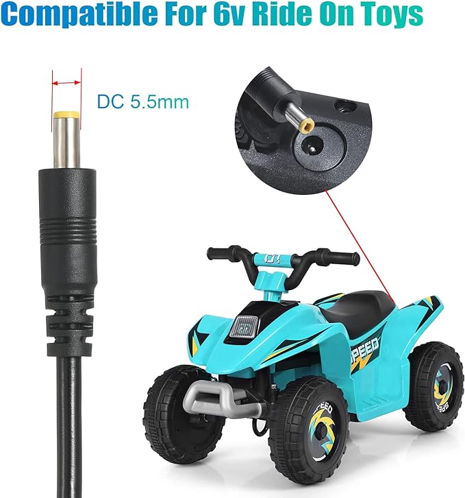 6V Battery Charger for Kids Ride On Toys car 6 Volt Battery Charger for Best Choice Products Hello Kitty SUV Kid Trax Toddler Quad Kidzone Bumper Car Electric Toys Charger