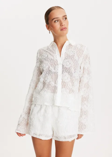 Kanten blouse wit (WIT)