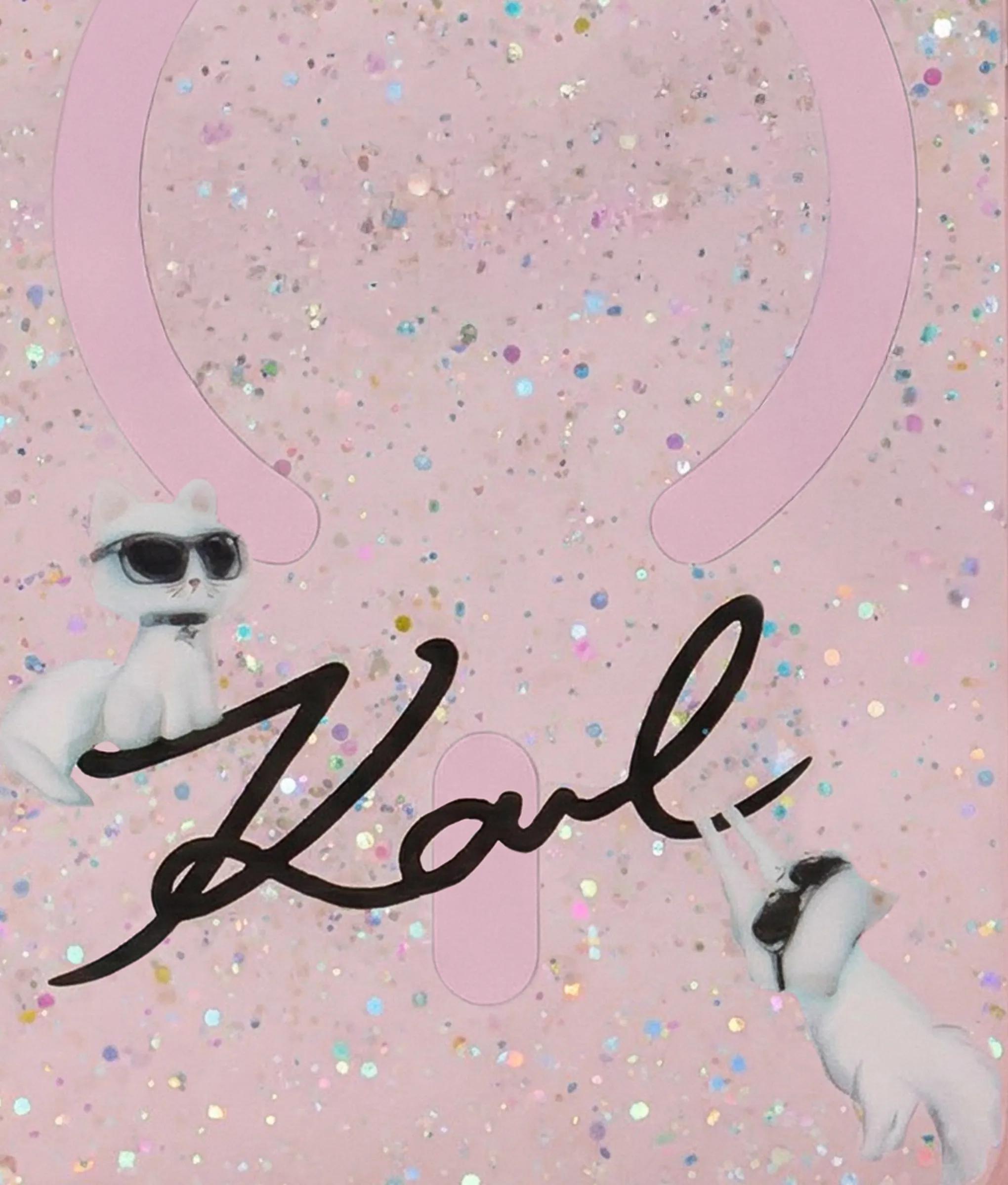 Ikon Choupette roze glitter hoesje voor iPhone 17 Pro