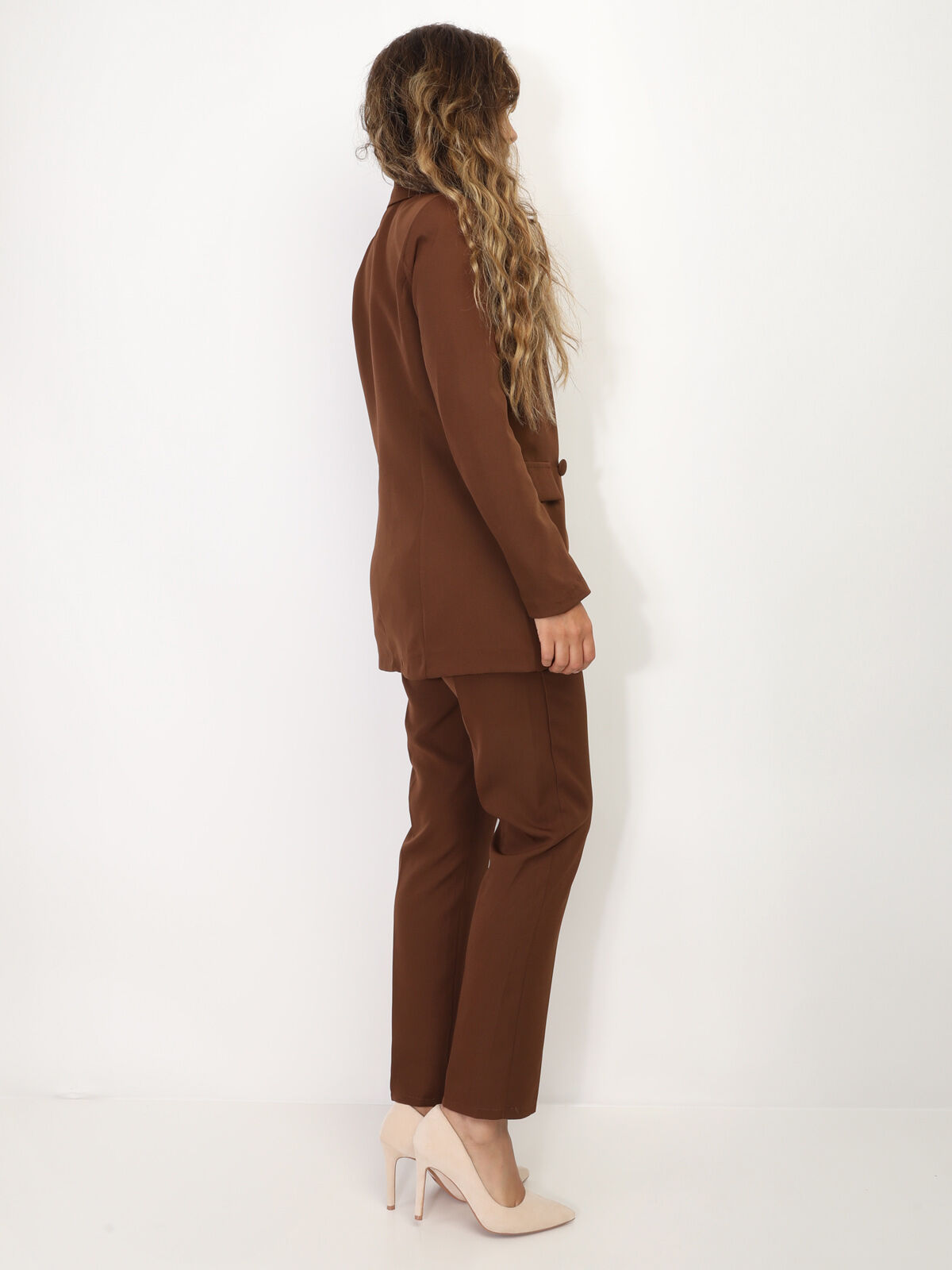 Ensemble tailleur droit- Marron