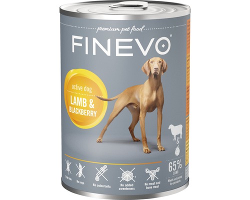 FINEVO Active Dog natvoer voor honden, lam met braam, 400 g