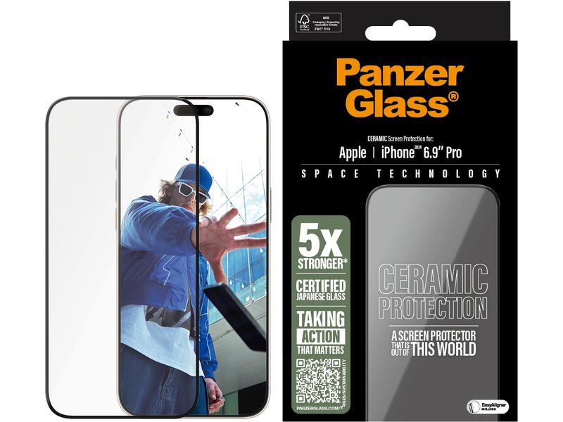 Panzerglass Displayschutz Ultra Wide Fit Ceramic iPhone 16 Ceramic-Display-Schutzfolie für das Apple iPhone 16 Pro Max