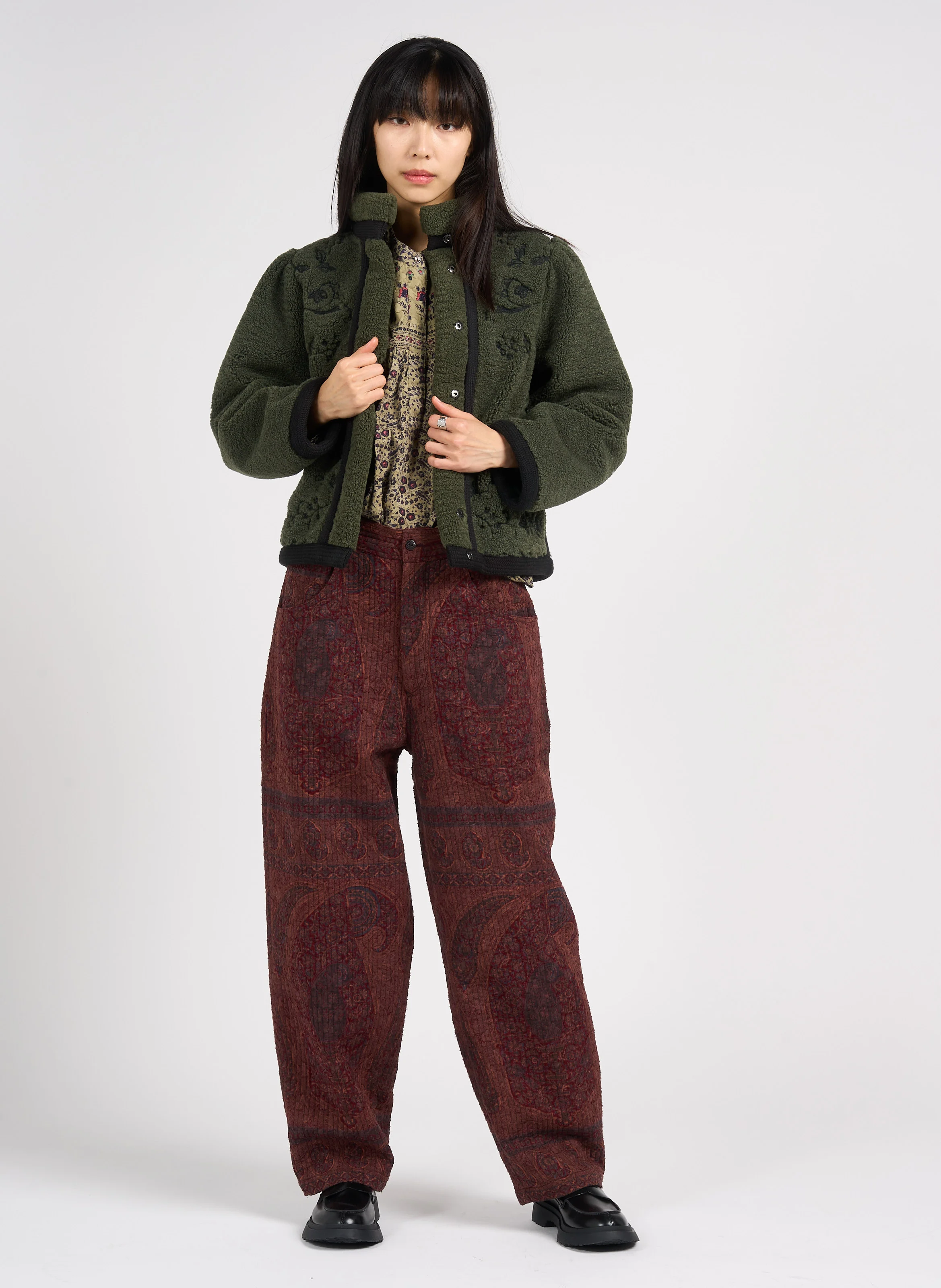 TAJARO - Pantalon large matelassé en coton | Rouge
