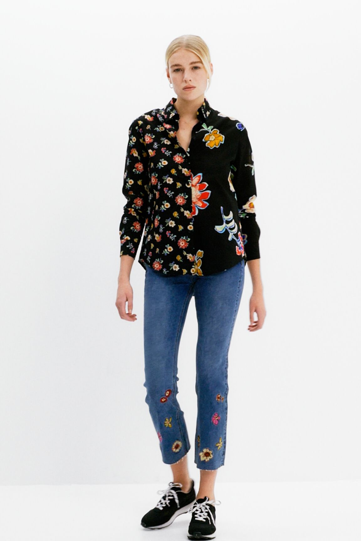 Chemise moitié-moitié fleurs