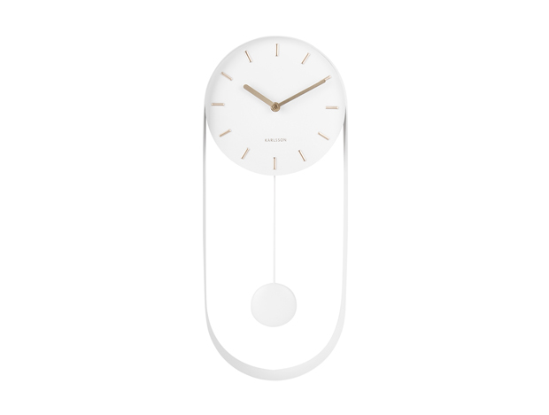 Wall clock Pendulum Charm steel white