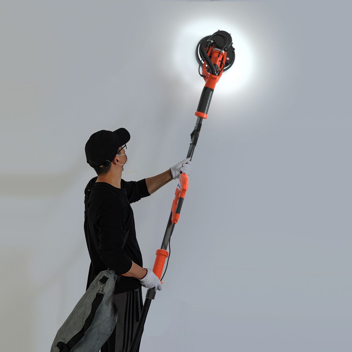Ponceuse à Plâtre Murale 750W Ø 225mm Aluminium 6 Vitesses Variables Lumières LED Manche Télescopique 12 Disques Abrasifs - Lidl-Manfred