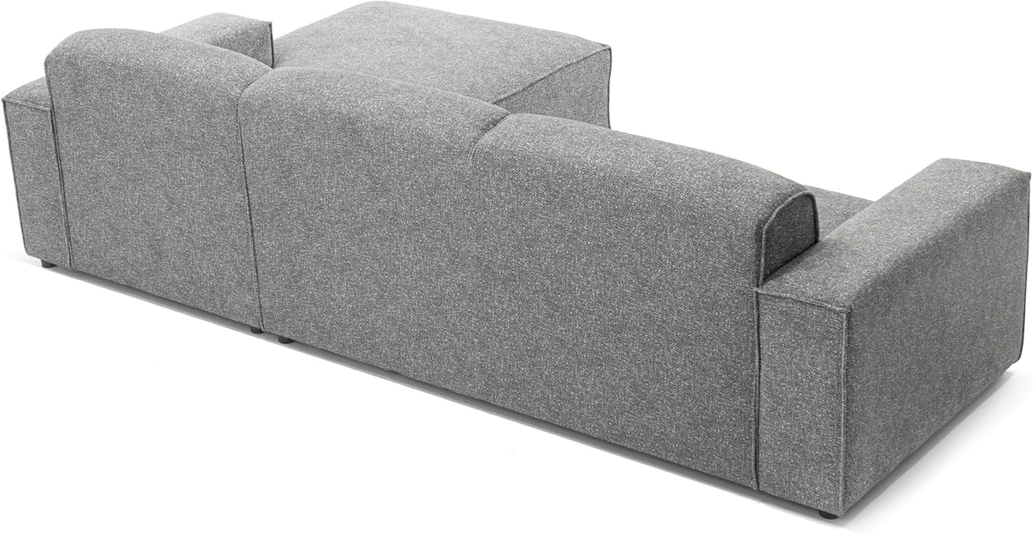 Ecksofa La Mia - Hygge & Wabi-Sabi Stil, Luxus Blur Hellgrau, 286 cm-Größe, L-Form mit ergonomischem Design, Ottomane Rechts (Blur Hellgrau)