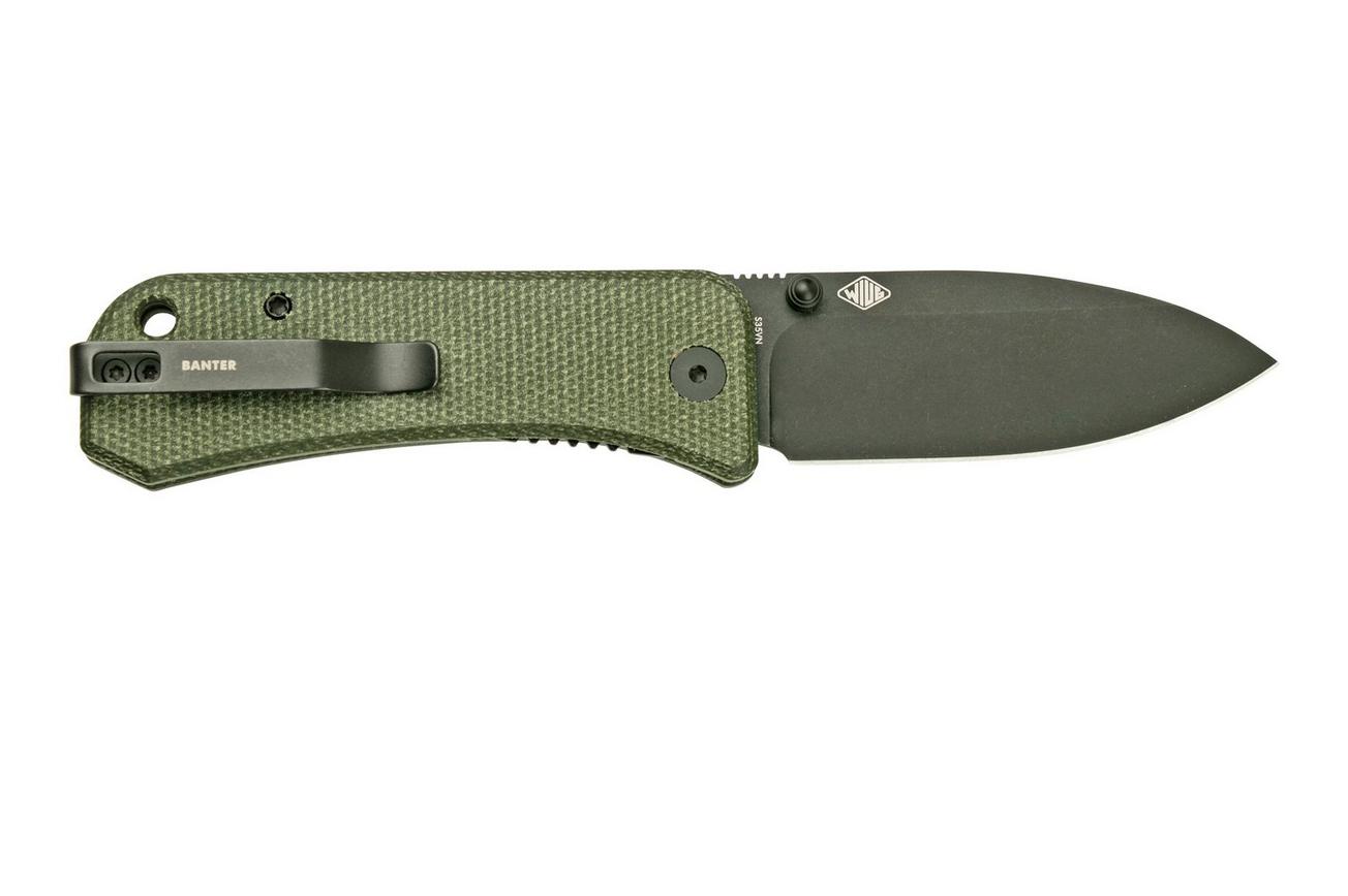 WE Knife Banter 2004J Dark Green Micarta, Black zakmes, Ben Petersen design