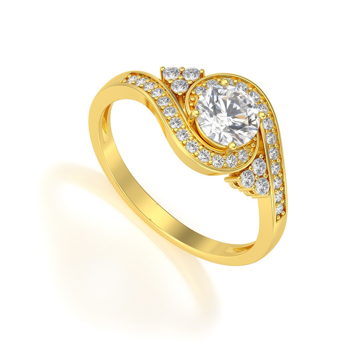 Bague ADEN Or Jaune Moissanite et Diamants 2.702grs