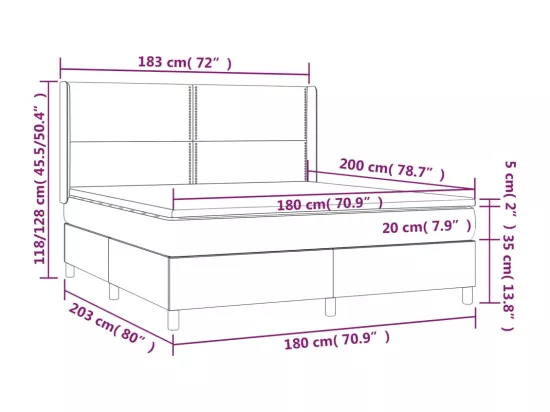 Sommier tapissier avec matelas et LED Crème 180x200 cm Tissu