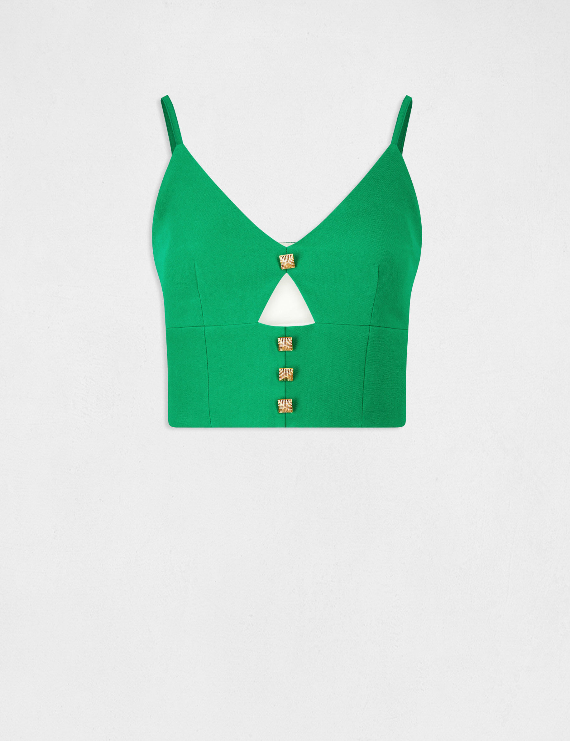 Top bretelles fines avec boutons vert femme - vert