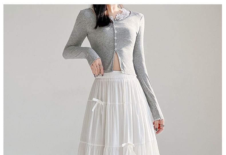 Cloud Nine - Effen maxi-A-lijn rok met elastische taille en strik