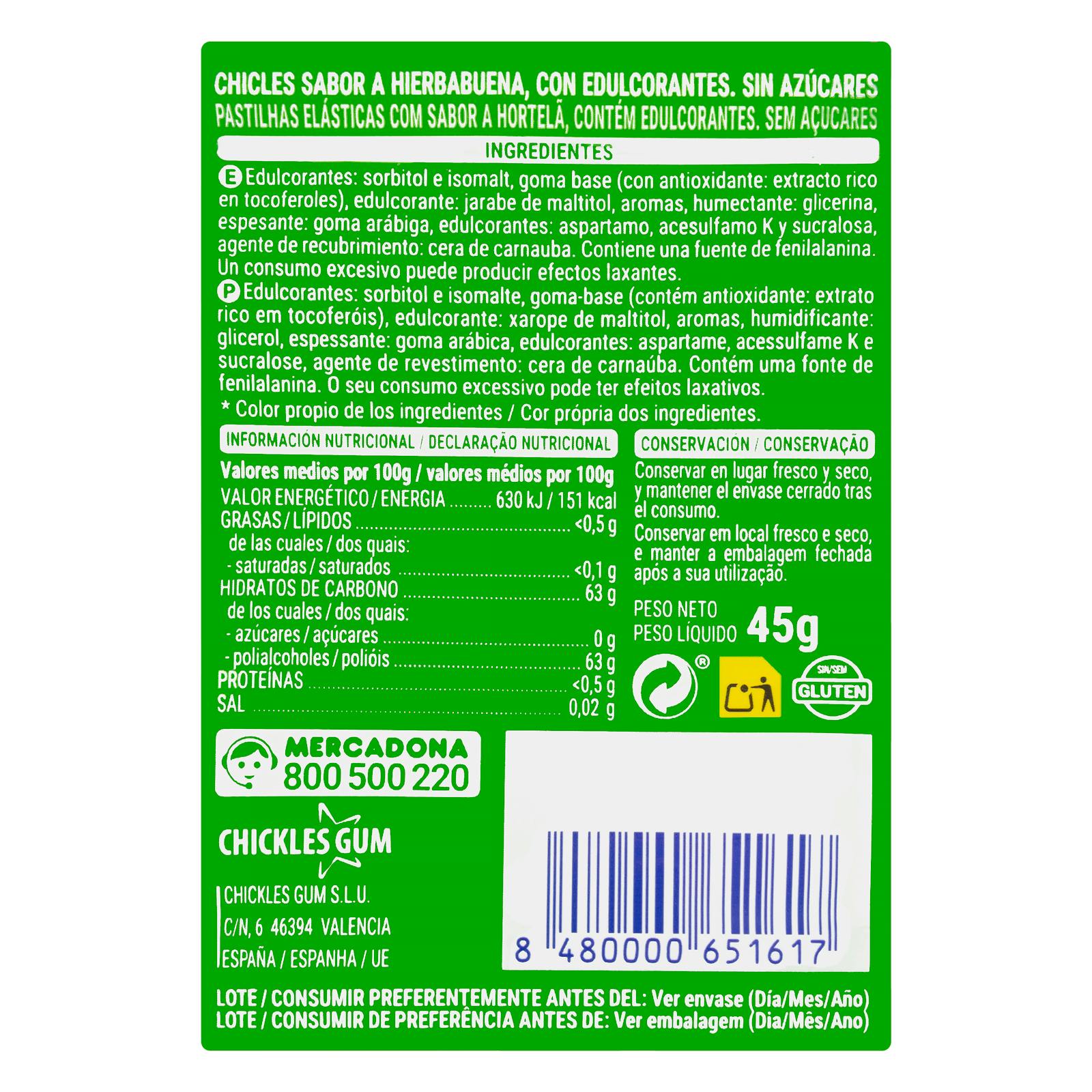 Chewing-gum à la menthe poivrée Hacendado