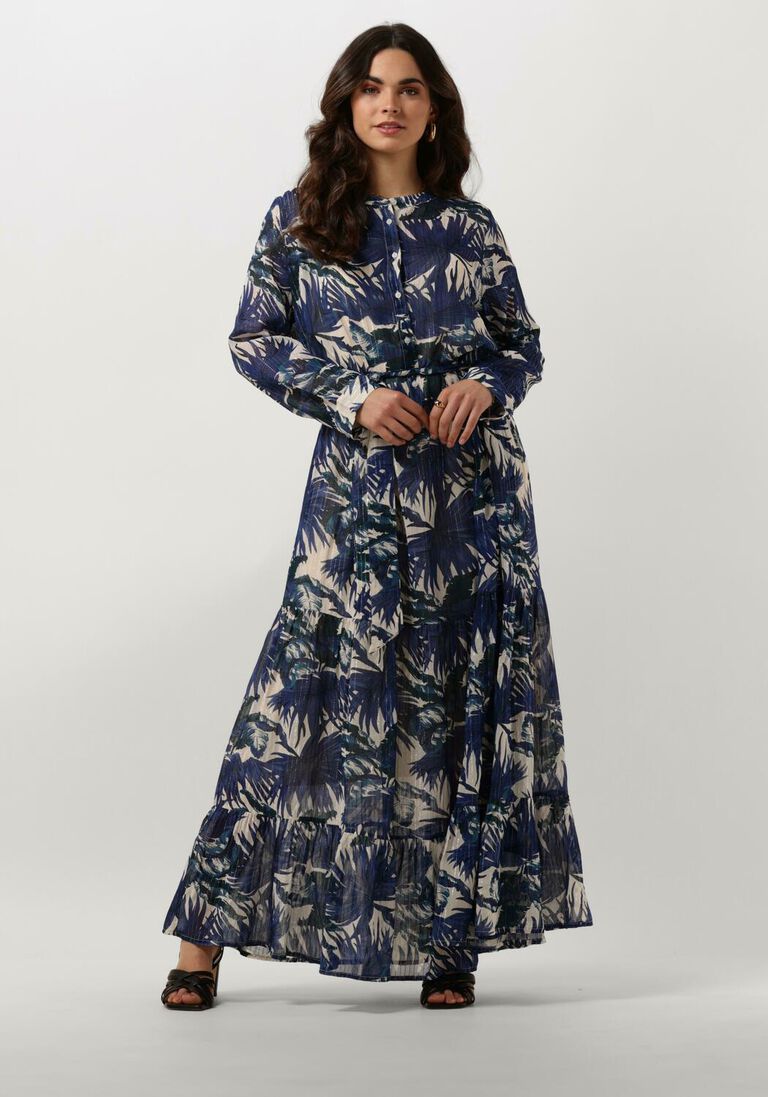 LOLLYS LAUNDRY blauwe lollys laundry maxi jurk neell maxi dress ls