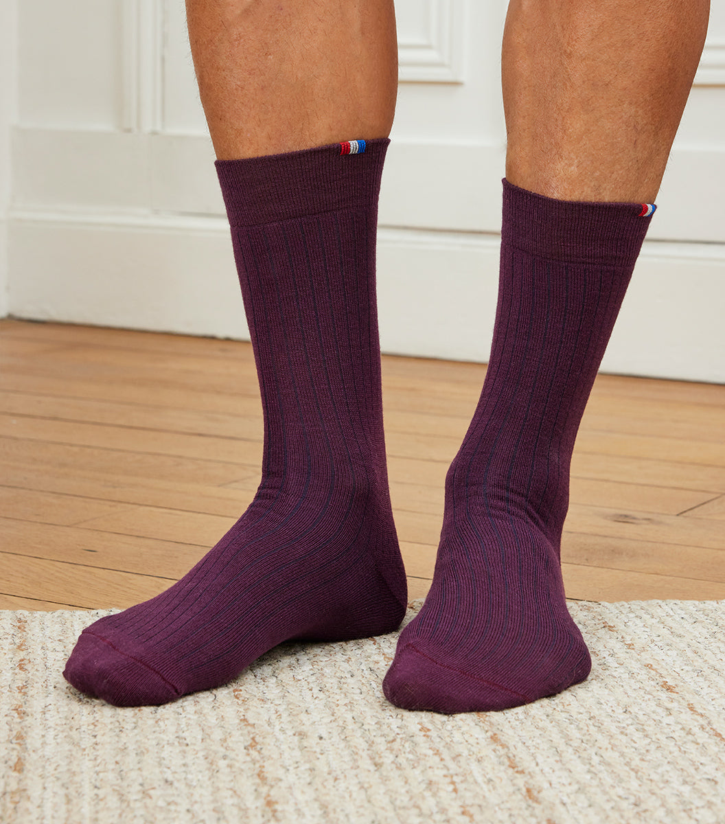 Chaussettes Homme en Laine Bordeaux x5 - Pack Intemporel