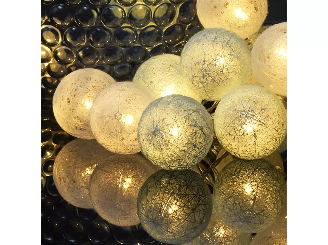 Guirlande Boule Usb 15 Led Blanc Bleu