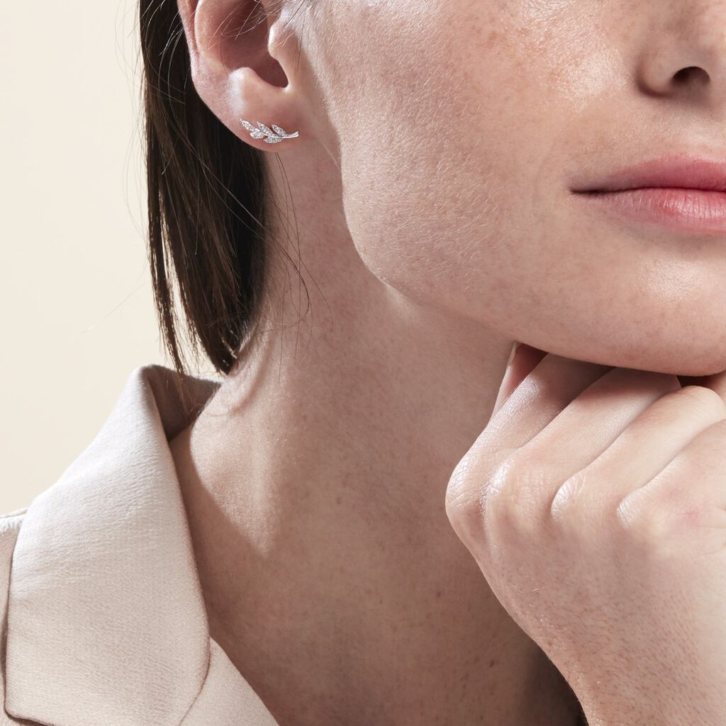 Boucles D'oreilles Puces Alma Argent Blanc Oxyde De Zirconium